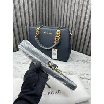 Michael Kors Handbag Cynthia Tote With Dust Bag and Sling Blue S5 3