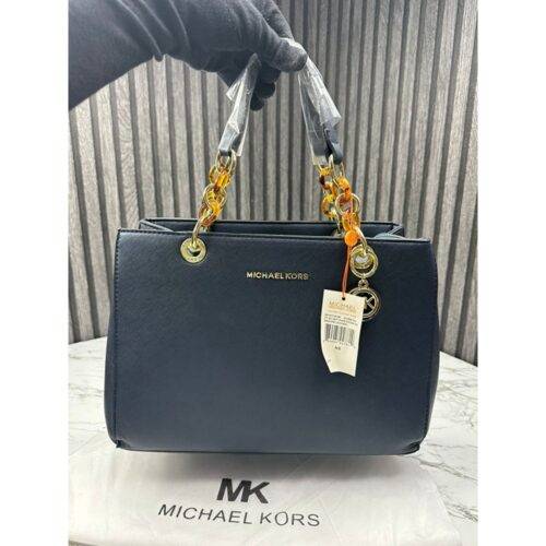 Michael Kors Handbag Cynthia Tote With Dust Bag and Sling (Navy) (S5) 1