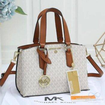 Michael Kors Handbag Emma Medium Satchel BAG With Box & Dust Bag & Sling Belt
