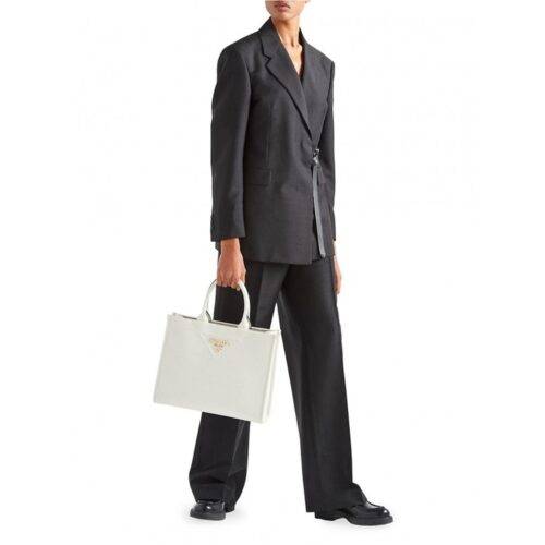 Prada Bag Leather Symbole Tote Bag With Dust Bag White 405 1