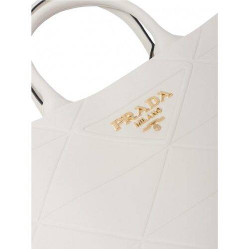 Prada Bag Leather Symbole Tote Bag With Dust Bag White 405 4