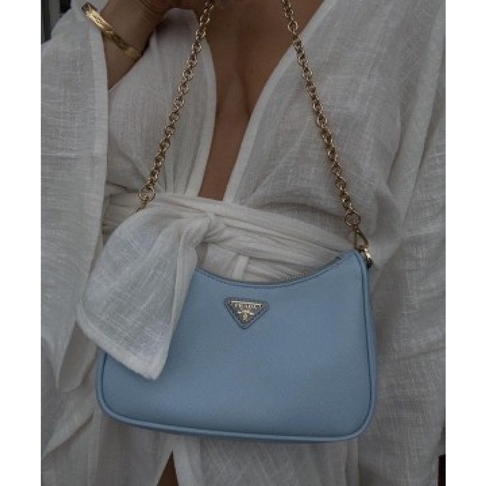 Saffiano leather handbag Prada Blue in Leather - 39931321