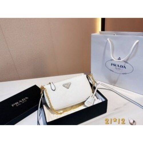 Prada Handbag White Sling With Box and Dust Bag (S6) (No Return) (1)