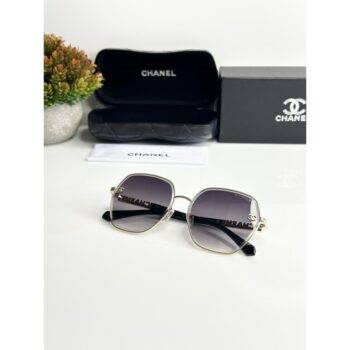 Chanel Aviator Style Sunglasses With Chain And Leather Accents Black R –  Sacdelux