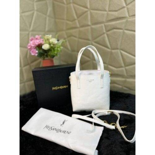 YSL Bag Bucket With Og Box and Dust Bag (White) (S9) (1)