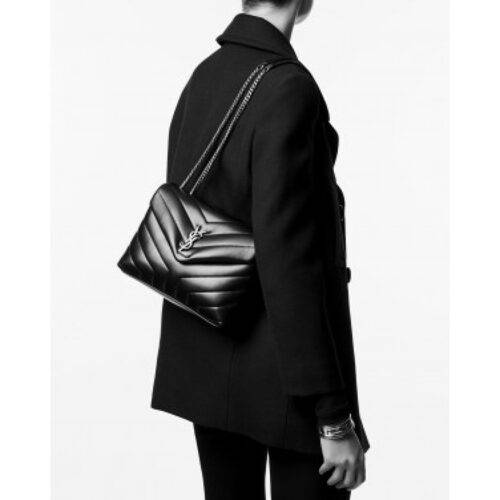 YSL Bag Calfskin Leather With Og Box and Dust Bag (Black) (S1)