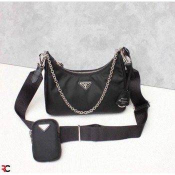Prada Women's Leather Shoulder Bag, Black, One Size : Amazon.in: Shoes &  Handbags