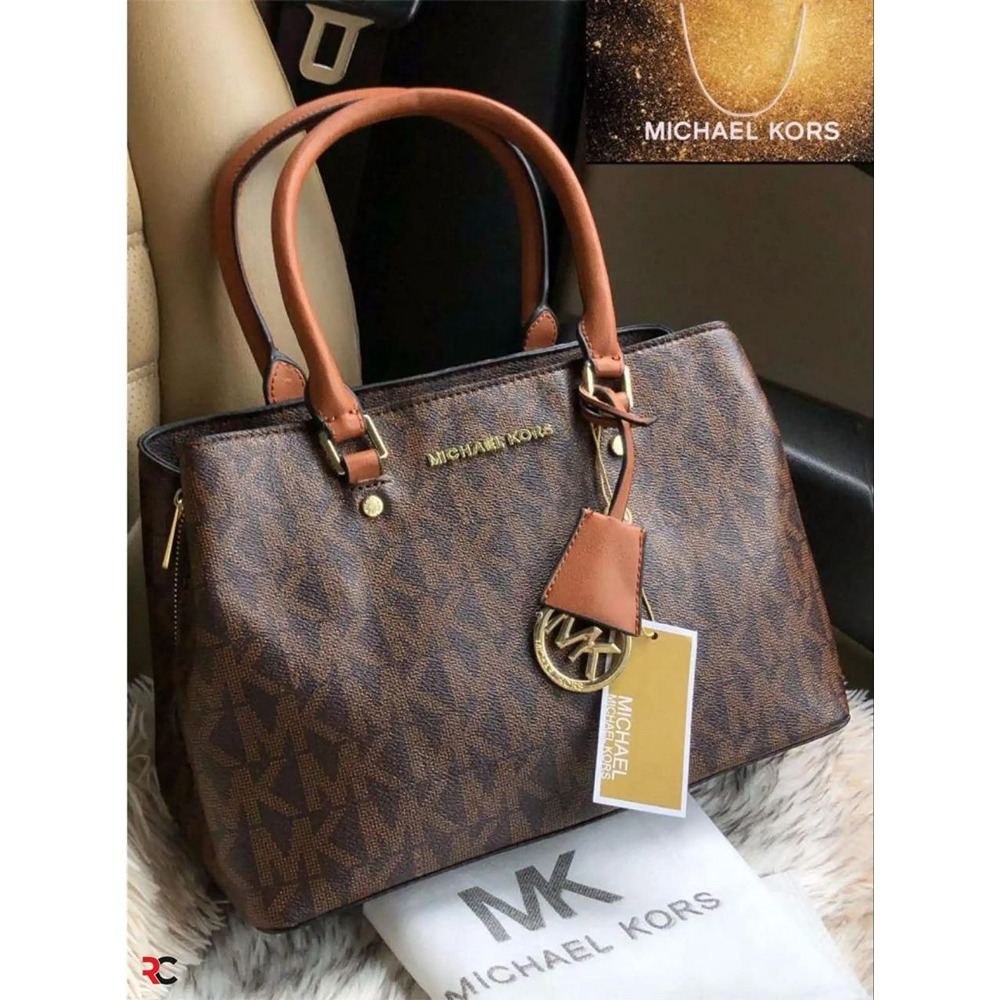 Michael Kors Jet Set Signature Handbag Tote Bag Purse Brown Tan | eBay