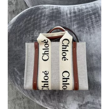 Chloe Canvas Tote White Bag With OG Box 3600 1
