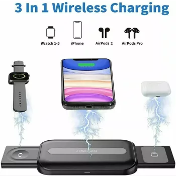3 in 1 Wireless Charger For Smartwatch, Smartphone & Airpods