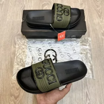 Gucci GG Pursuit Premium Olive Black Flip-Flop