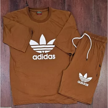 Cotton Adidas T-Shirt Shorts, Brown