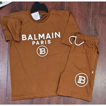 Balmain Paris T-Shirt Shorts, Brown