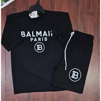 Balmain Paris T-Shirt Shorts, Black