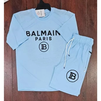 Balmain Paris T-Shirt Shorts, Blue