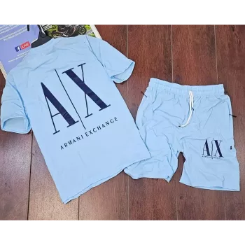 Armani Exchange T-Shirt Shorts, Light Blue
